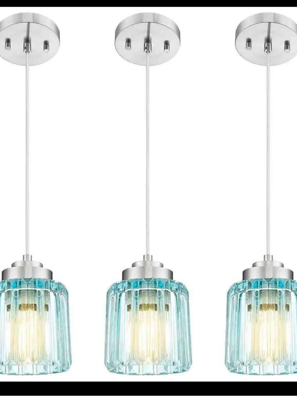 Teal Glass Pendant Light- One